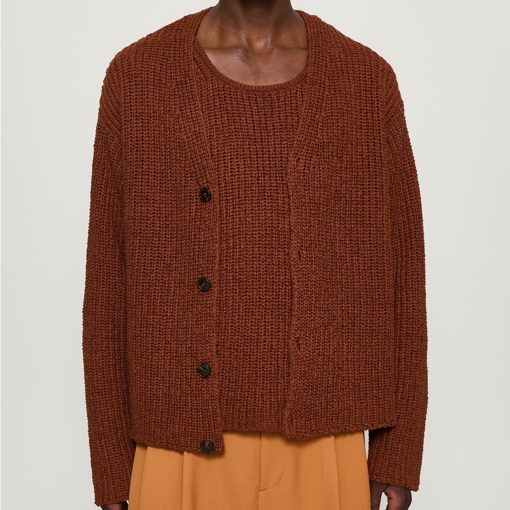 Men's Rust Cardigan Sweater